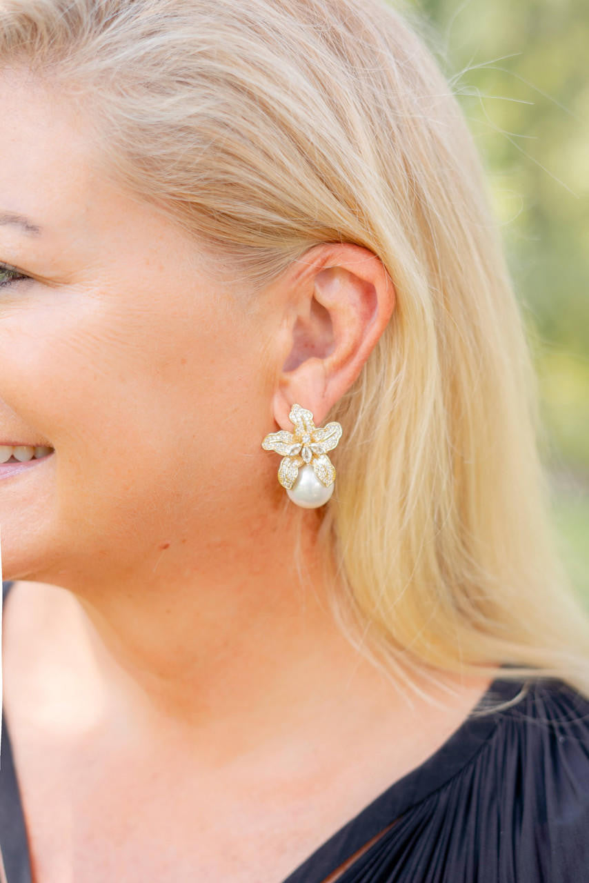 Beth - Rhinestone & Pearl Stud - Stacy Bradley Design