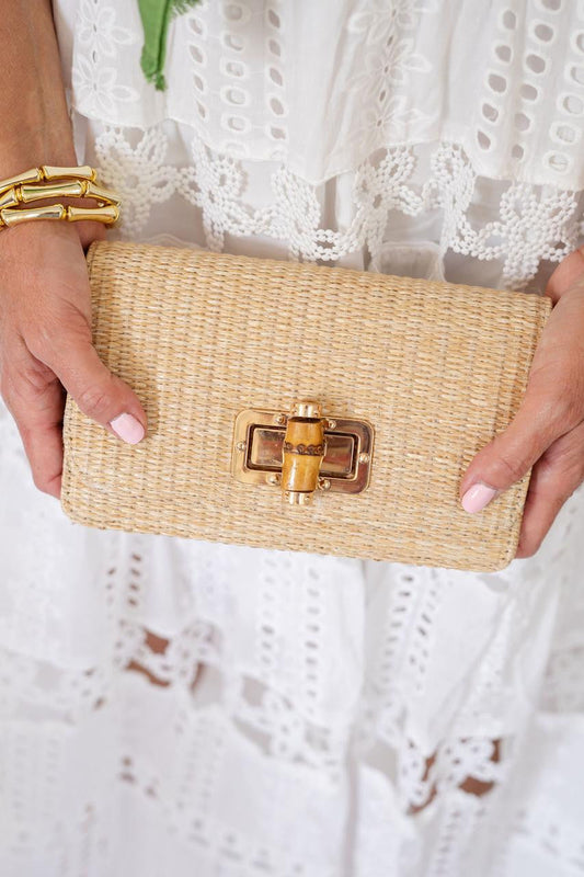 Lilly - Straw Clutch - Bamboo Toggle - Stacy Bradley Design