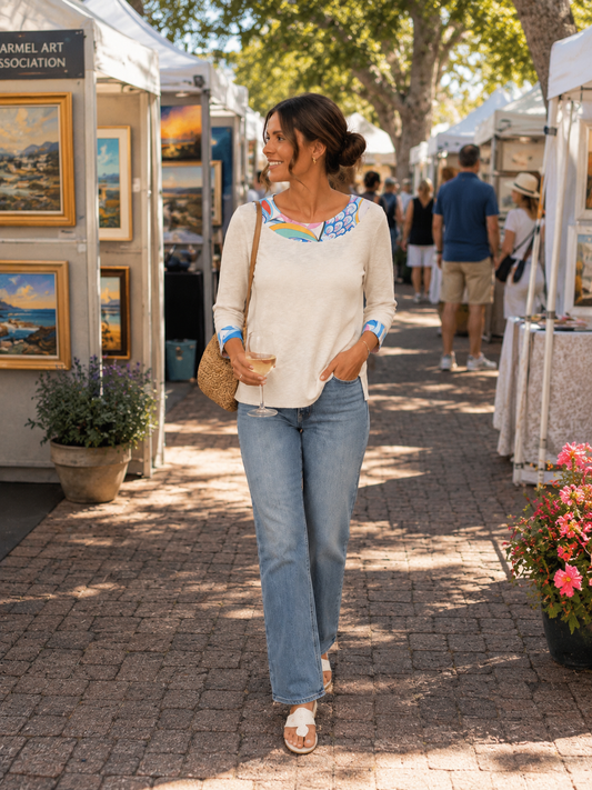 Sweater / Beige / Aqua Mirage