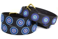 Beaded Belts 1 1/2 inch wide - Disc - Blue Brown Circles