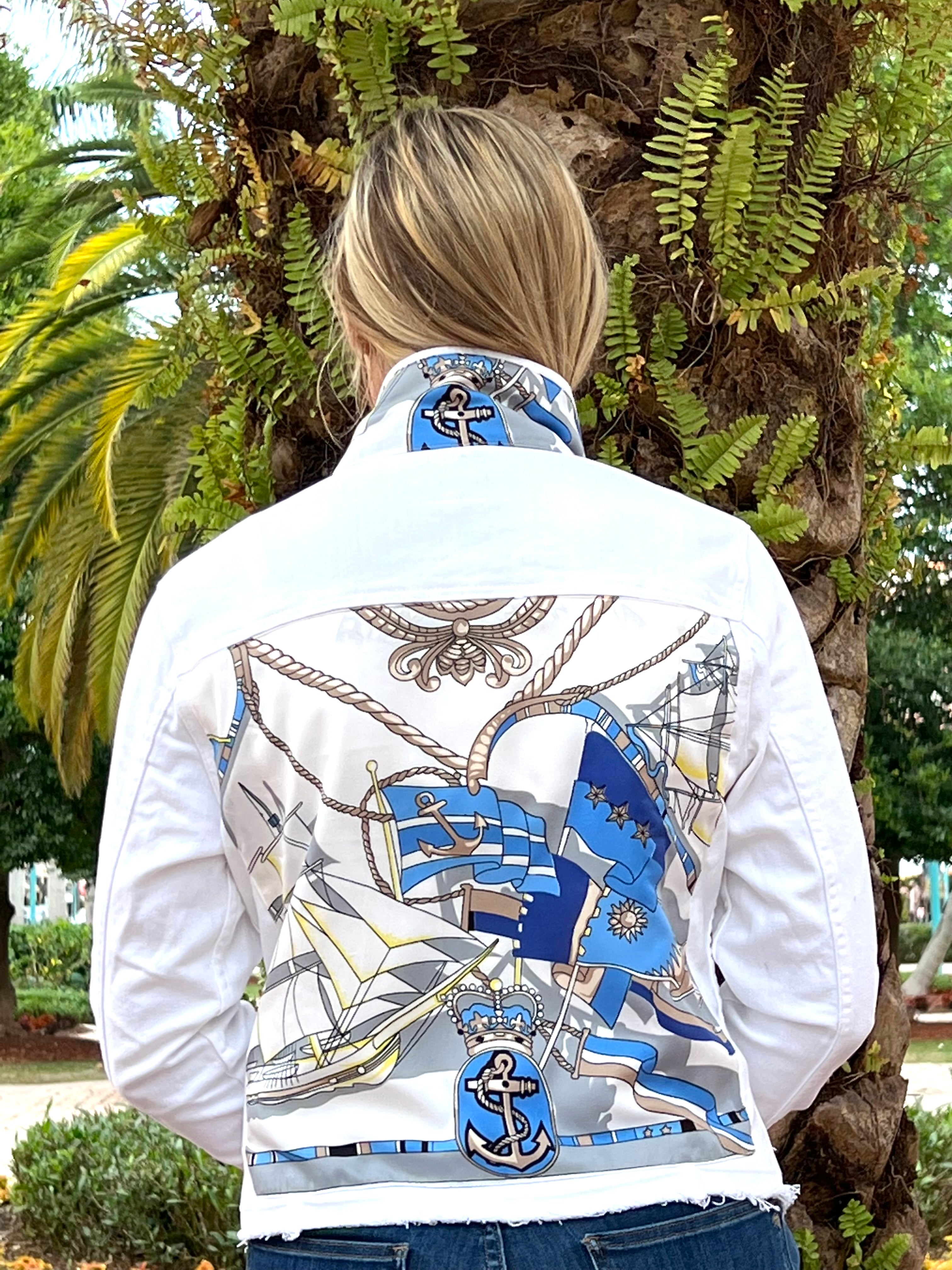 White embroidered 2025 denim jacket