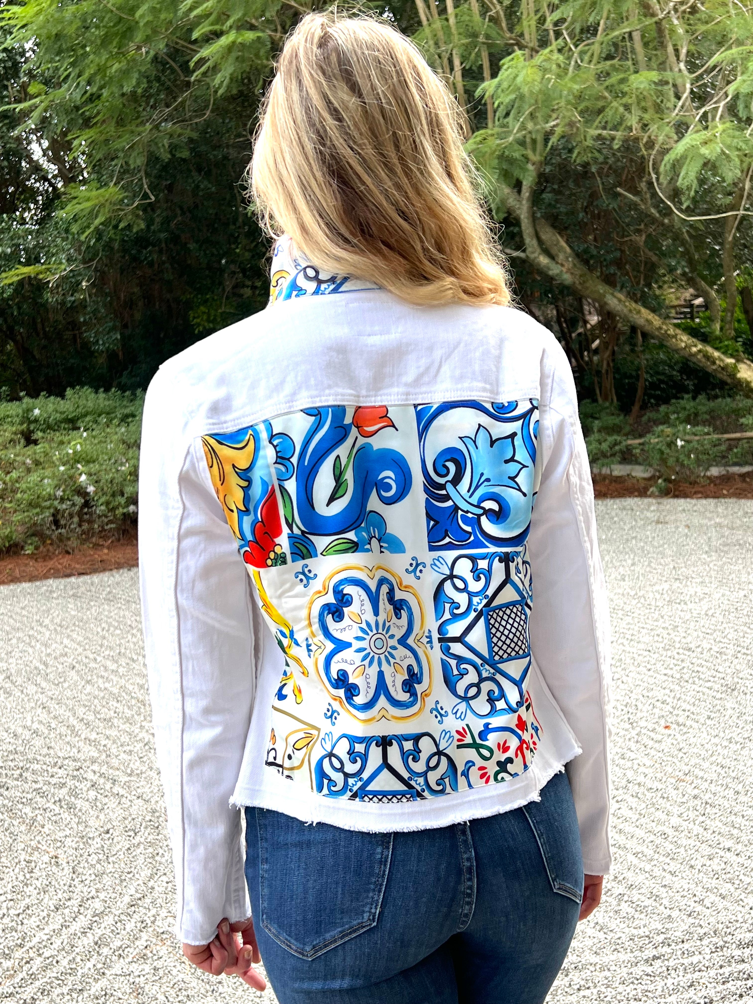 Blue white sale denim jacket