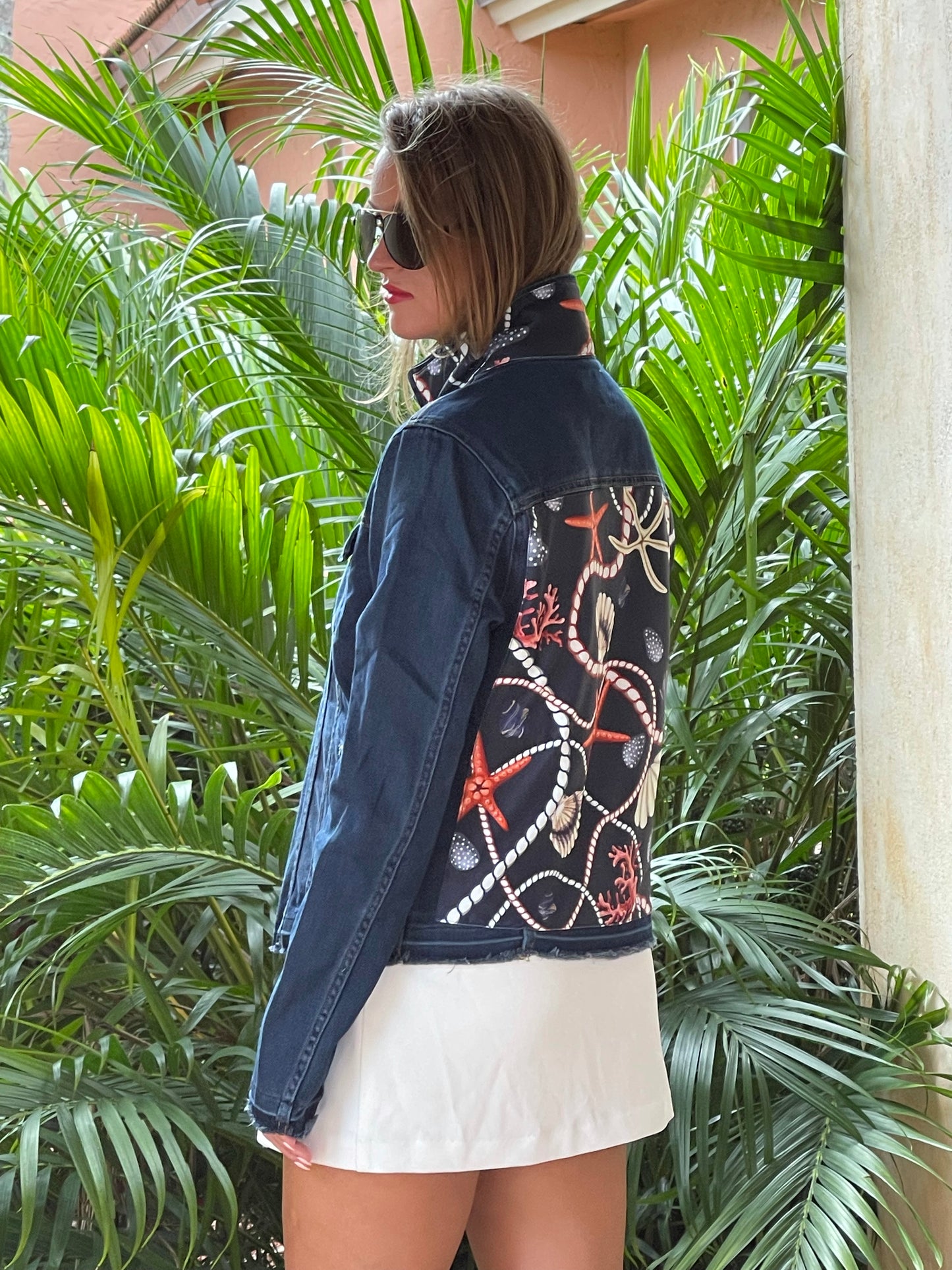 The Dark Denim Jacket / Navy Shell and Coral