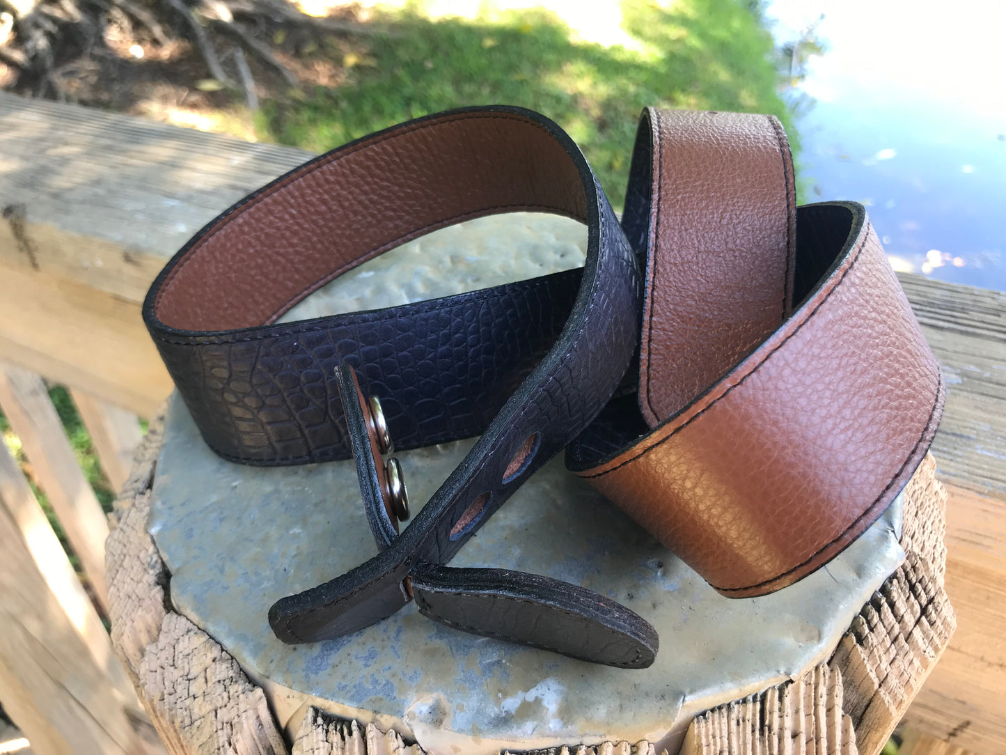 Reversible Navy and Saddle Leather Belt