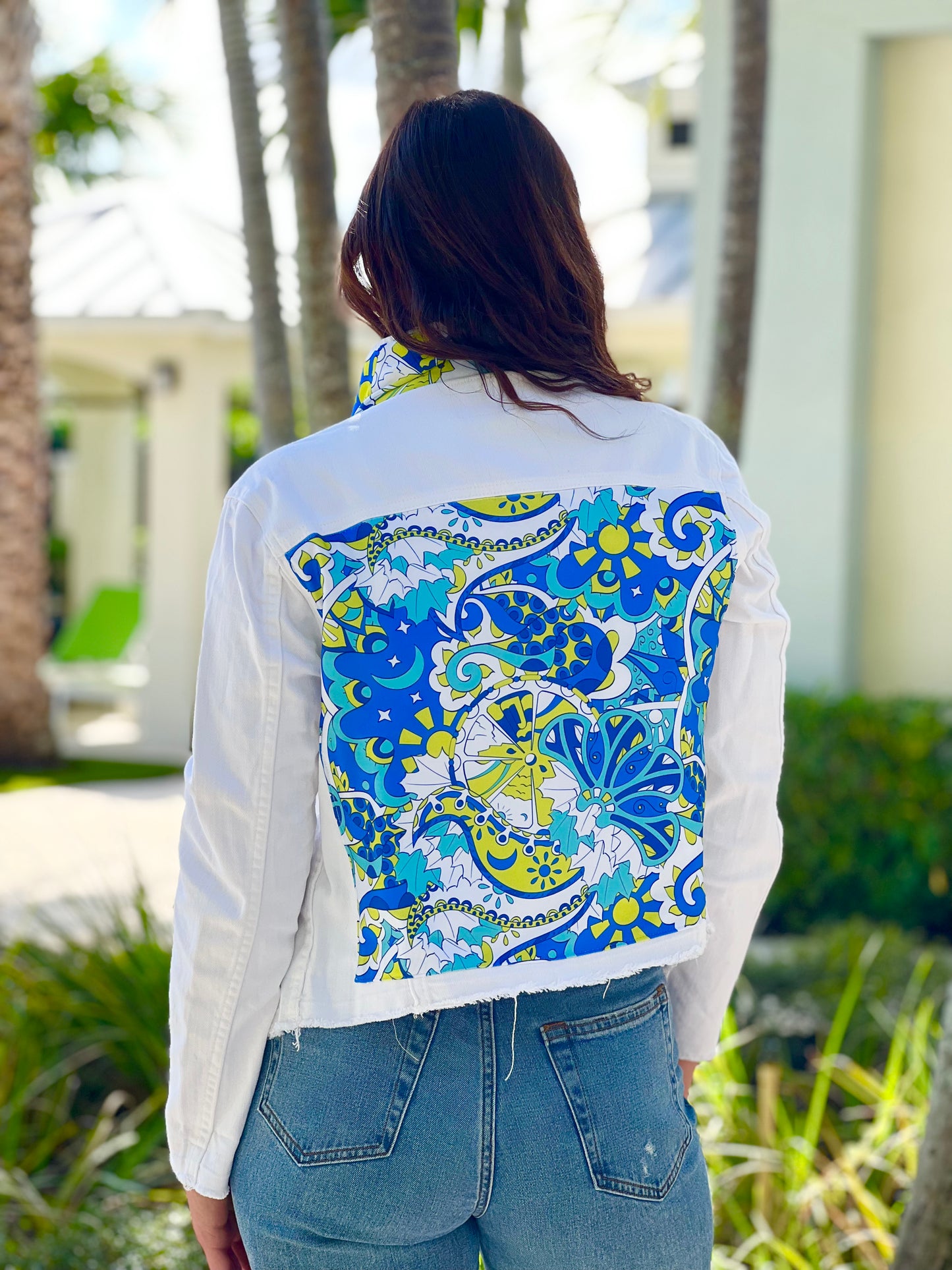 The White Denim Jacket / Pucci Blue and Green
